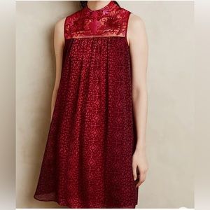 Anthropologie Red Lace Midi Dress